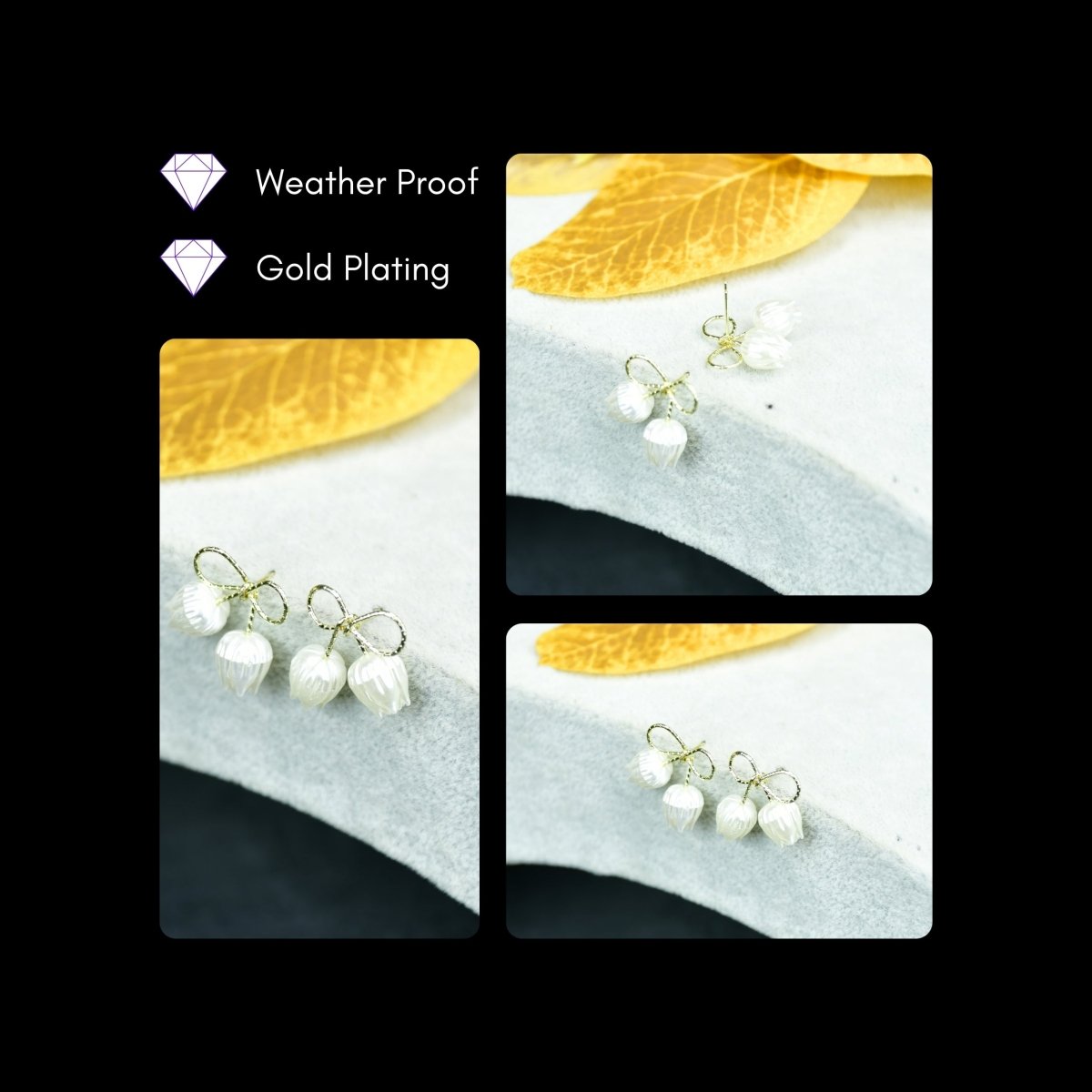 Sowpeace Ribbon Flower Gold Stainless Steel Earrings | Elegant One‑Size Lightweight Jewelry for Women & Daily Wear - Sowpeace - 