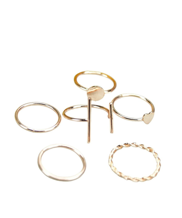 Sowpeace Rose Gold 6 Ring Set Stainless Steel | Elegant One‑Size Adjustable Jewelry for Women & Men — image 5