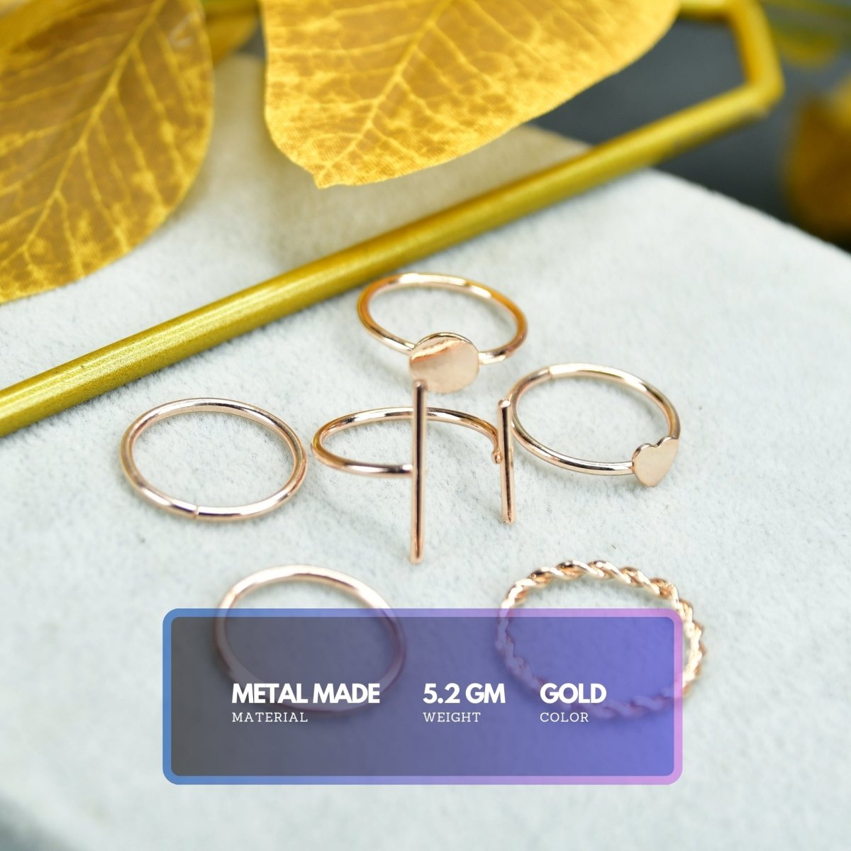 Sowpeace Rose Gold 6 Ring Set Stainless Steel | Elegant One‑Size Adjustable Jewelry for Women & Men - Sowpeace - 