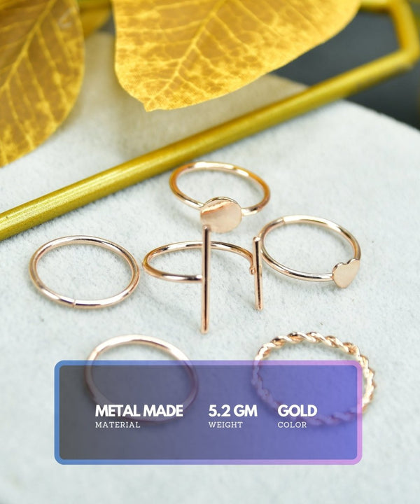 Sowpeace Rose Gold 6 Ring Set Stainless Steel | Elegant One‑Size Adjustable Jewelry for Women & Men — image 3