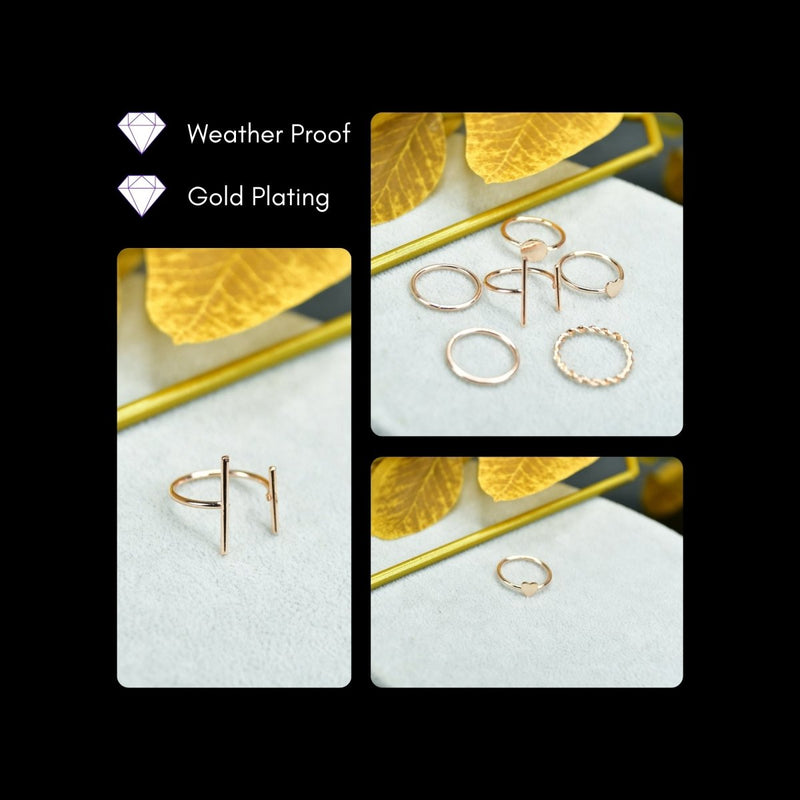 Sowpeace Rose Gold 6 Ring Set Stainless Steel | Elegant One‑Size Adjustable Jewelry for Women & Men – view 4