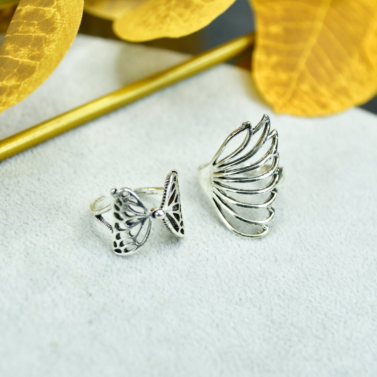 Sowpeace Rose Silver Butterfly Ring Set Stainless Steel | Elegant One‑Size Adjustable Jewelry for Women & Men - Sowpeace - 