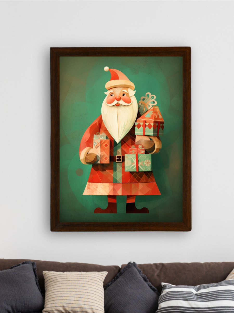 Sowpeace Santa: Premium Ho-Ho-Holiday Bliss Canvas – Handcrafted Indian-Inspired Wall Art for Festive Home Decoration