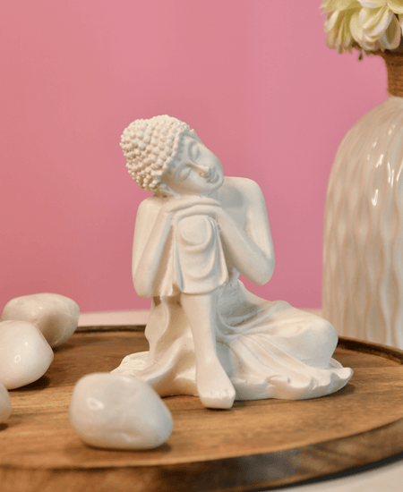 Sowpeace Serene Thoughts Decorative Piece | Elegant White Resin Sculpture for Home Décor & Gifting