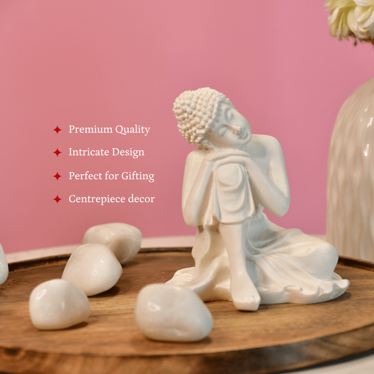 Sowpeace Serene Thoughts Decorative Piece | Elegant White Resin Sculpture for Home Décor & Gifting - Sowpeace - 