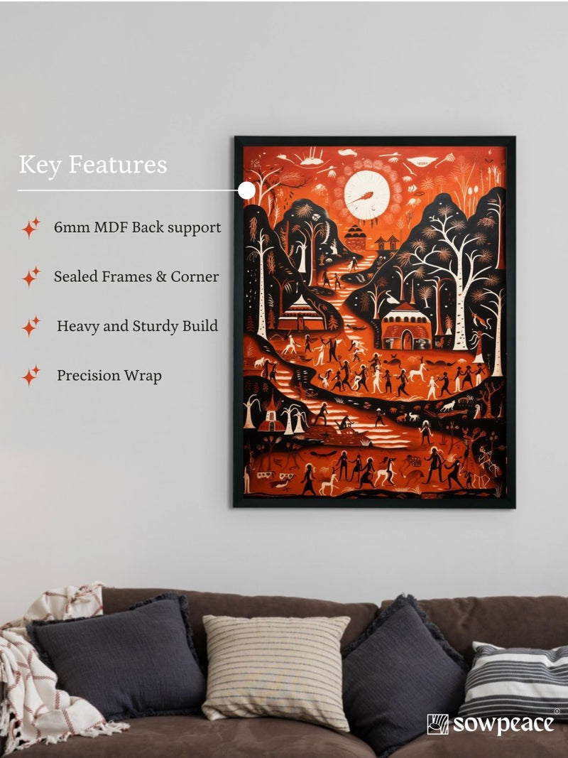 Sowpeace Serenity: Handcrafted Peaceful Mountain Wall Art – Premium Indian-Inspired Canvas Print for Modern Home Decor – view 6