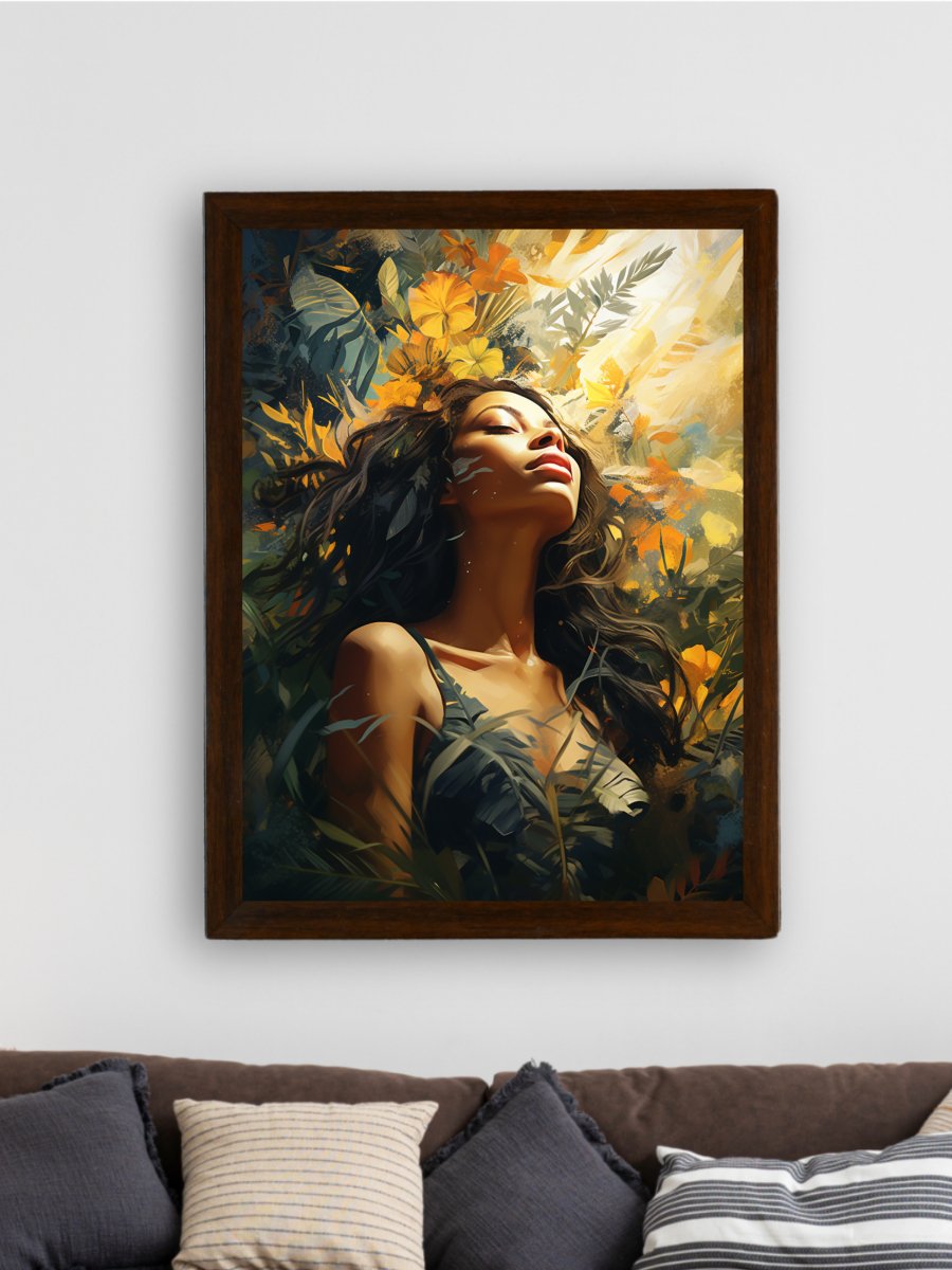 Sowpeace Serenity: Handcrafted Sunlit Forest with Radiant Girl – Premium Canvas Art for Elegant Home Decoration