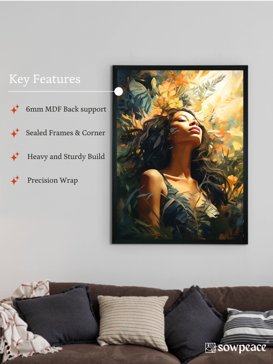 Sowpeace Serenity: Handcrafted Sunlit Forest with Radiant Girl – Premium Canvas Art for Elegant Home Decoration