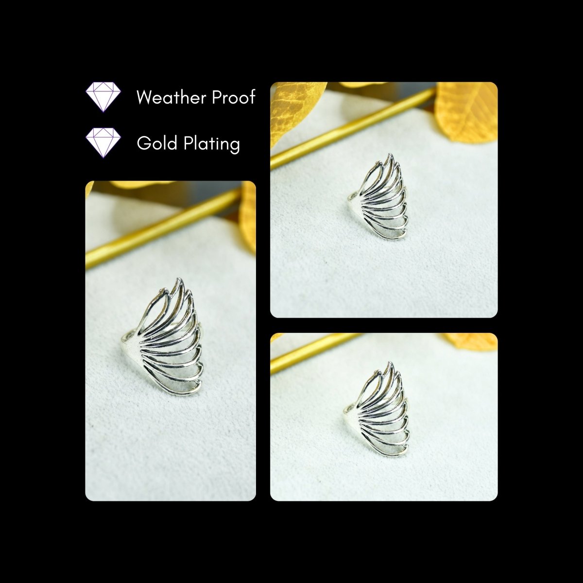 Sowpeace Silver Butterfly Wing Ring Set Stainless Steel | Elegant One‑Size Adjustable Jewelry for Women & Men - Sowpeace - 