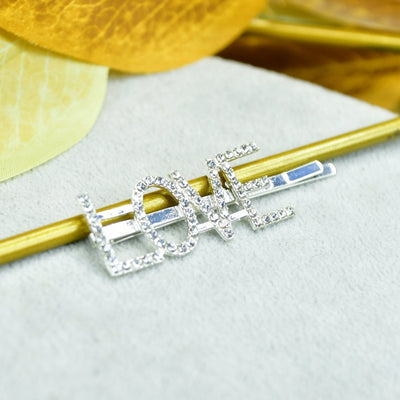 Sowpeace Silver Crystal Love Hairpin Stainless Steel | Elegant One‑Size Romantic Hair Accessory for Women
