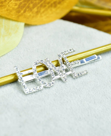 Sowpeace Silver Crystal Love Hairpin Stainless Steel | Elegant One‑Size Romantic Hair Accessory for Women