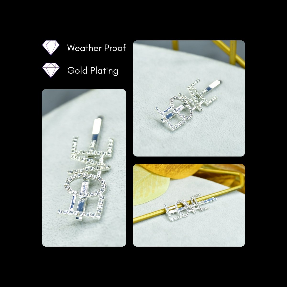 Sowpeace Silver Crystal Love Hairpin Stainless Steel | Elegant One‑Size Romantic Hair Accessory for Women