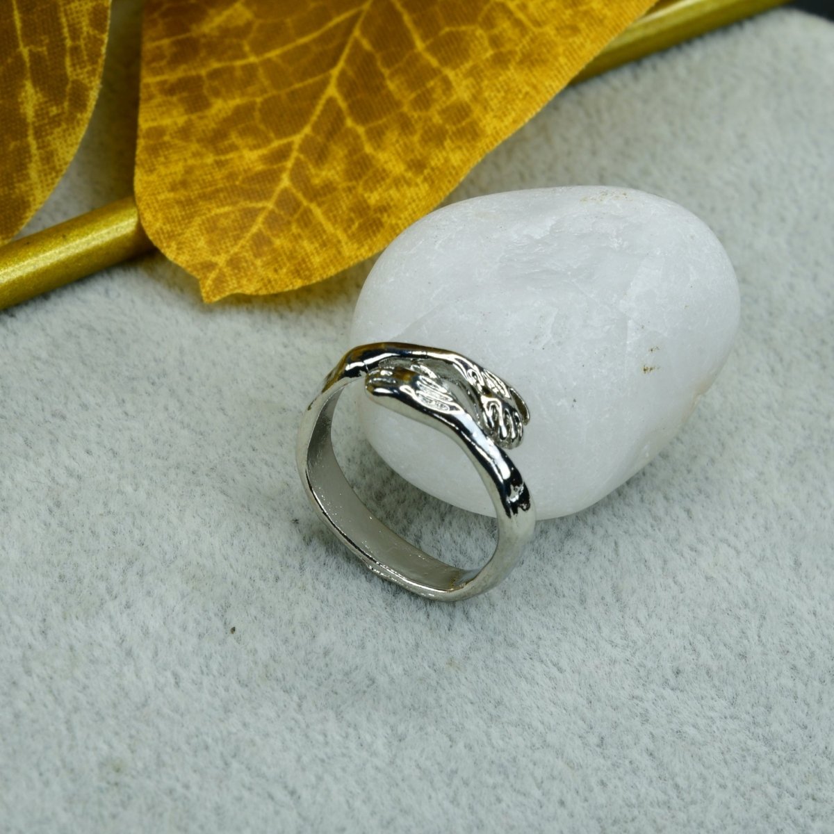 Sowpeace Silver Hand in Hand Ring Stainless Steel | Elegant One‑Size Adjustable Jewelry for Women & Men - Sowpeace - 