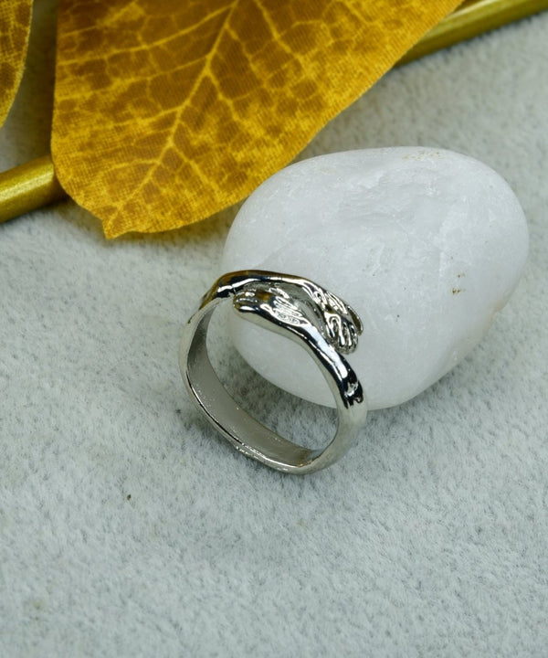 Sowpeace Silver Hand in Hand Ring Stainless Steel | Elegant One‑Size Adjustable Jewelry for Women & Men — image 2