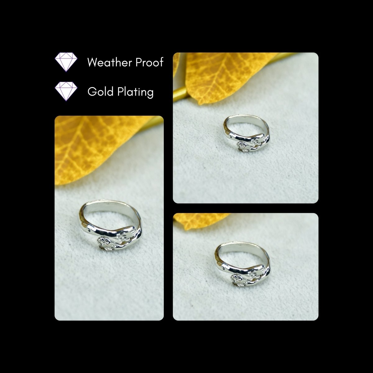 Sowpeace Silver Hand in Hand Ring Stainless Steel | Elegant One‑Size Adjustable Jewelry for Women & Men - Sowpeace - 