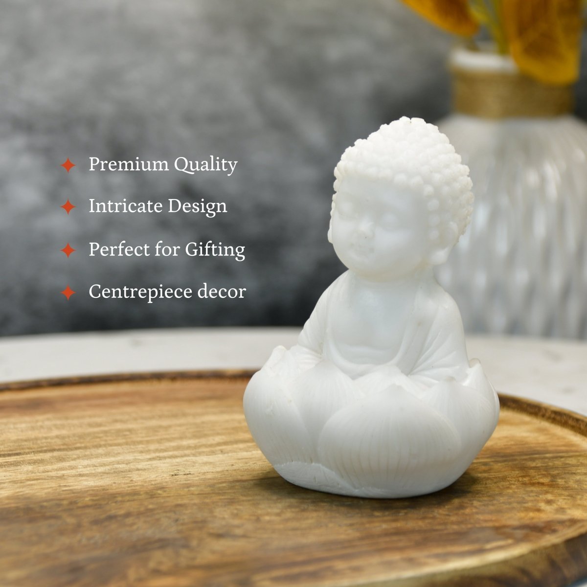 Sowpeace Sitting Baby Monk | Elegant Resin Spiritual Figurine for Peaceful Home Décor & Gifting - Sowpeace - 