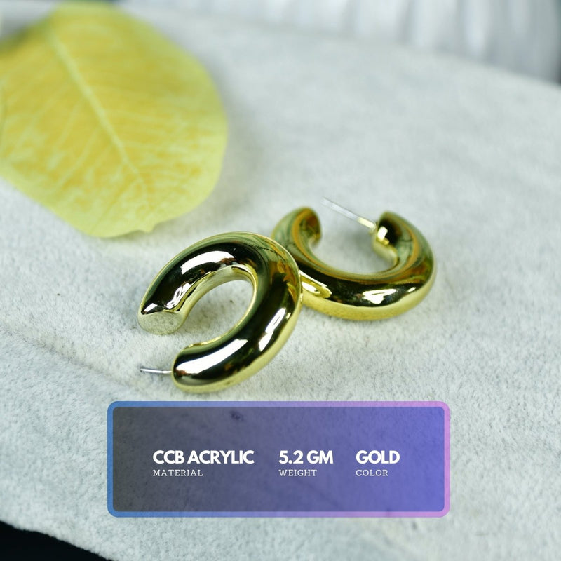 Sowpeace Small 3/4 Round Golden CCB Earrings | Lightweight One‑Size Stylish Jewelry for Women & Daily Wear – view 3