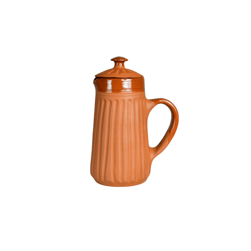 Sowpeace Small Terracotta Ceramic Pitcher with Lid – Handcrafted Mini Water Jug for Rustic Kitchen & Table Décor – 1000ml – view 6