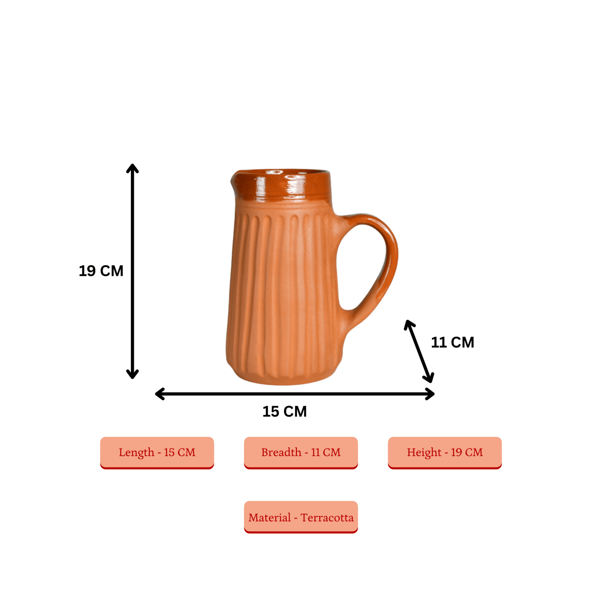 Sowpeace Small Terracotta Ceramic Pitcher with Lid – Handcrafted Mini Water Jug for Rustic Kitchen & Table Décor – 1000ml - Sowpeace - 