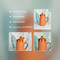 Sowpeace Small Terracotta Ceramic Pitcher with Lid – Handcrafted Mini Water Jug for Rustic Kitchen & Table Décor – 1000ml - Sowpeace - 