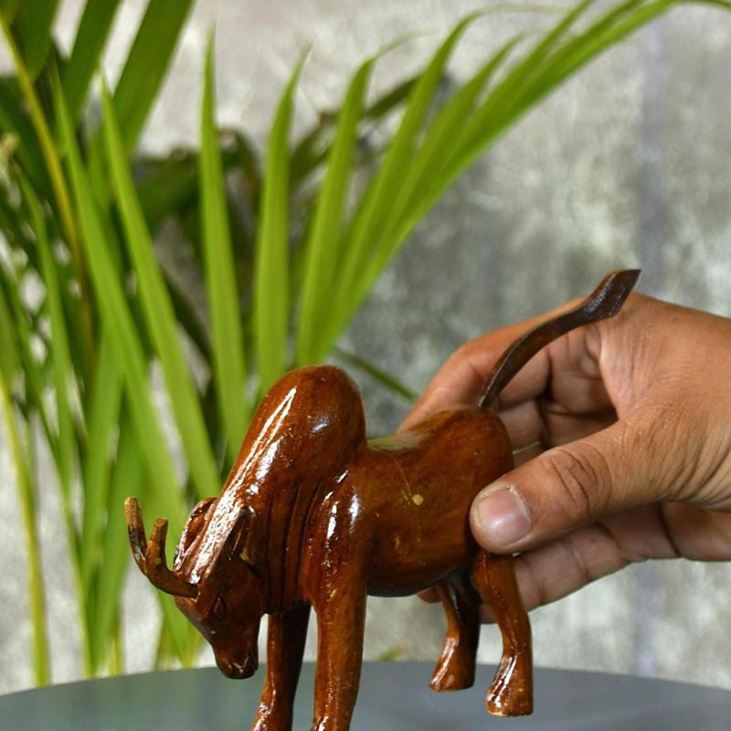 Sowpeace Small Wooden Ox: Artisan Home Decor