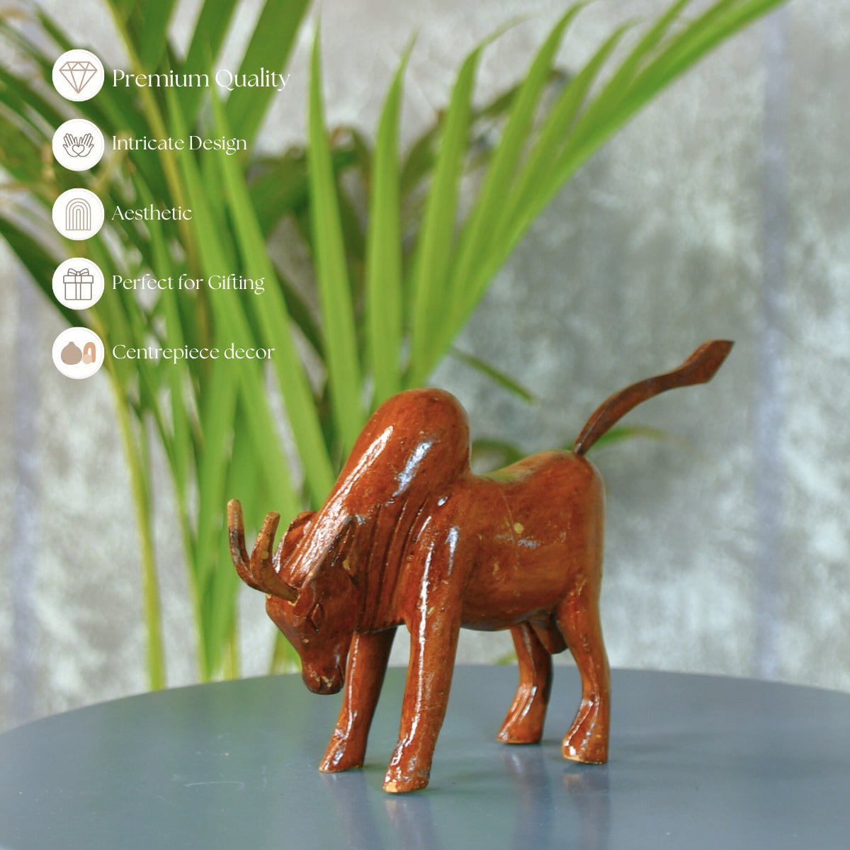 Sowpeace Small Wooden Ox: Artisan Home Decor