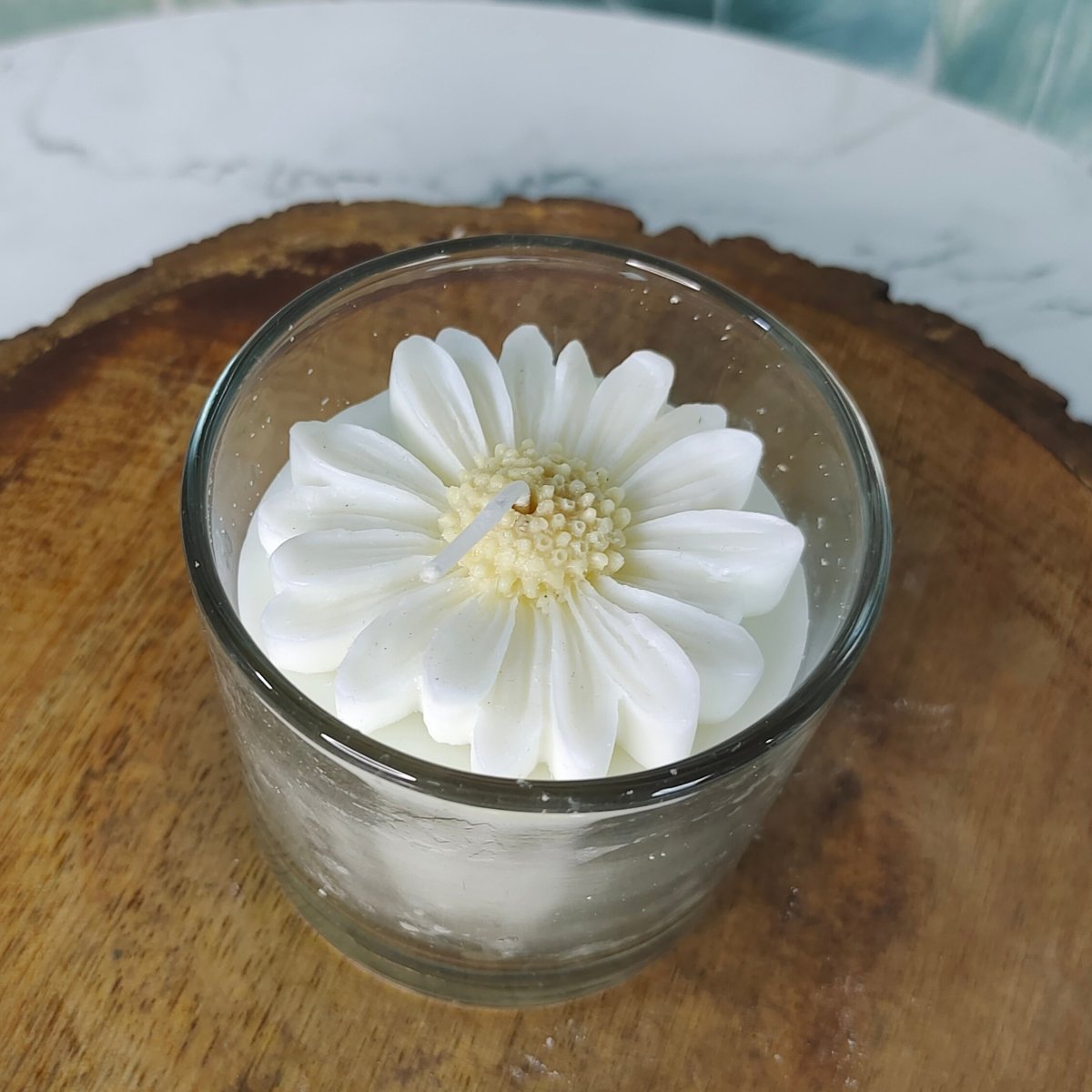 Sowpeace Soywax Flower Candle Set of 2 in Glass – Hand - Poured, Vegan, Unscented Decorative Gift - Sowpeace - 