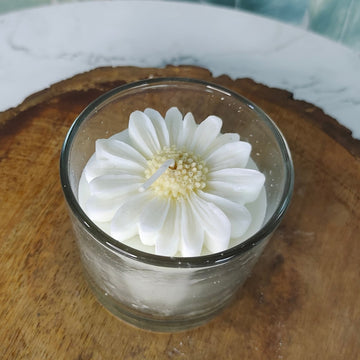 Sowpeace Soywax Flower Candle Set of 2 in Glass – Hand - Poured, Vegan, Unscented Decorative Gift - Sowpeace - 