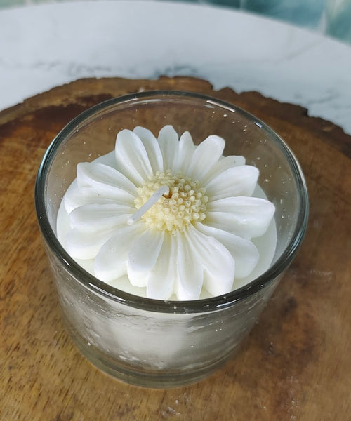 Sowpeace Soywax Flower Candle Set of 2 in Glass – Hand-Poured, Vegan, Unscented Decorative Gift