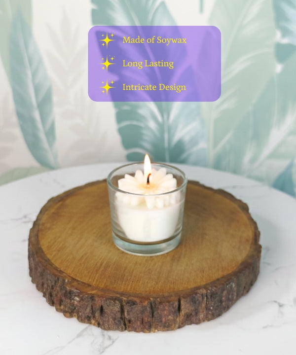 Sowpeace Soywax Flower Candle Set of 2 in Glass – Hand-Poured, Vegan, Unscented Decorative Gift — image 2