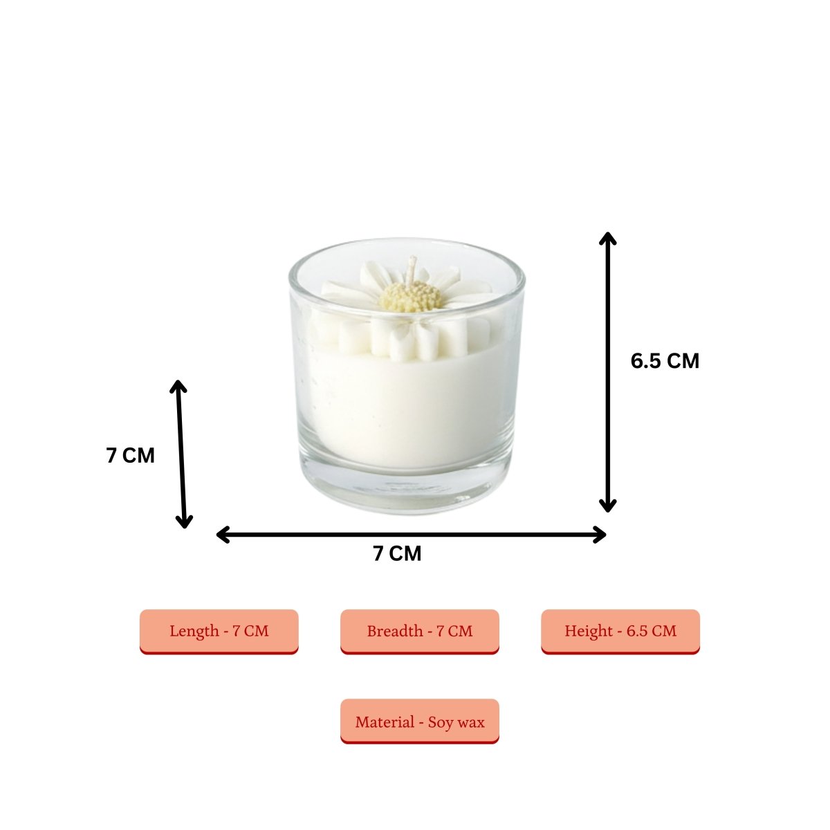 Sowpeace Soywax Flower Candle Set of 2 in Glass – Hand - Poured, Vegan, Unscented Decorative Gift - Sowpeace - 