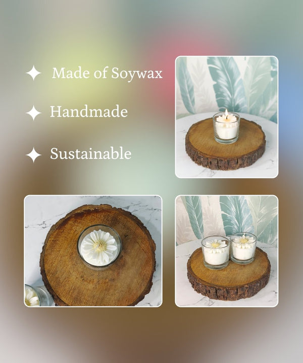 Sowpeace Soywax Flower Candle Set of 2 in Glass – Hand-Poured, Vegan, Unscented Decorative Gift — image 4