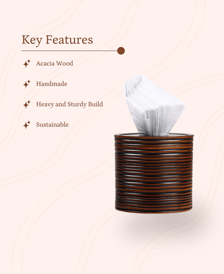 Sowpeace Stylish Acacia Wood Tissue Organizer