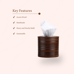 Sowpeace Stylish Acacia Wood Tissue Organizer - Additional View