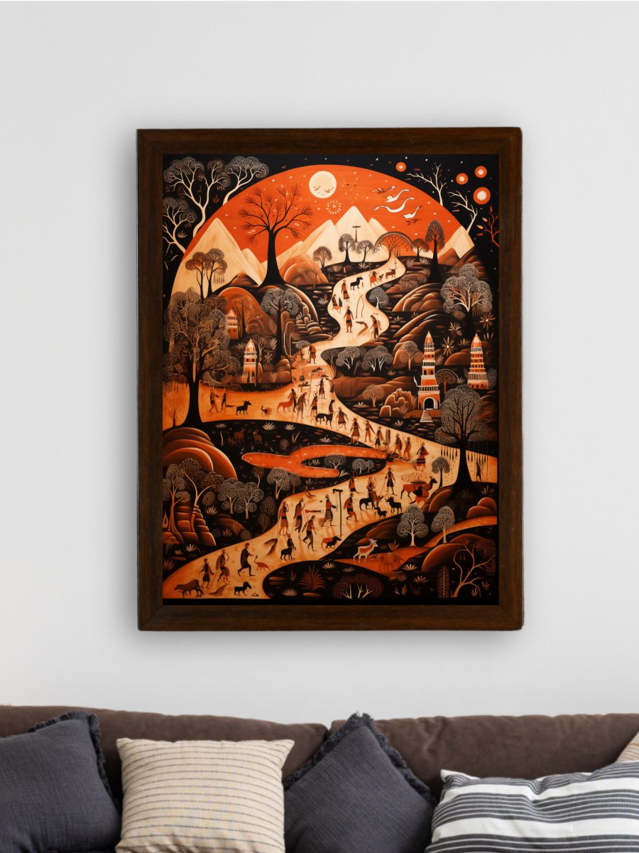 Sowpeace Sunsets: Handcrafted Peaceful Mountain Wall Art – Premium Indian-Inspired Canvas Print for Elegant Home Interiors