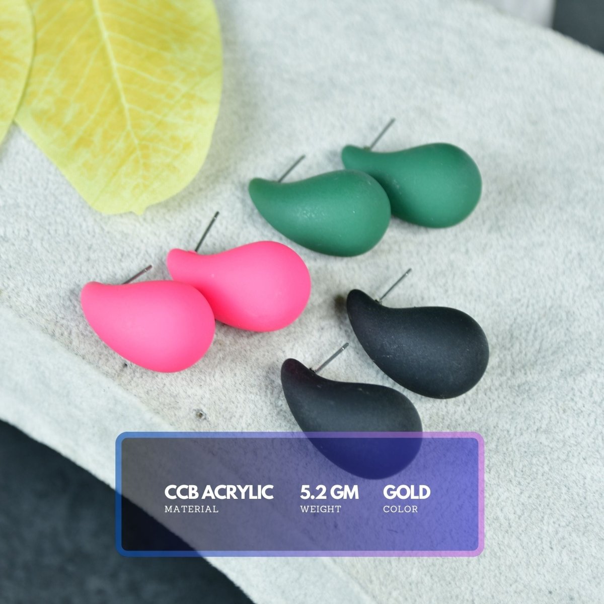 Sowpeace Teardrop CCB Earrings Set – Pink, Green & Black | Elegant One‑Size Lightweight Jewelry for Women & Daily Wear - Sowpeace - 