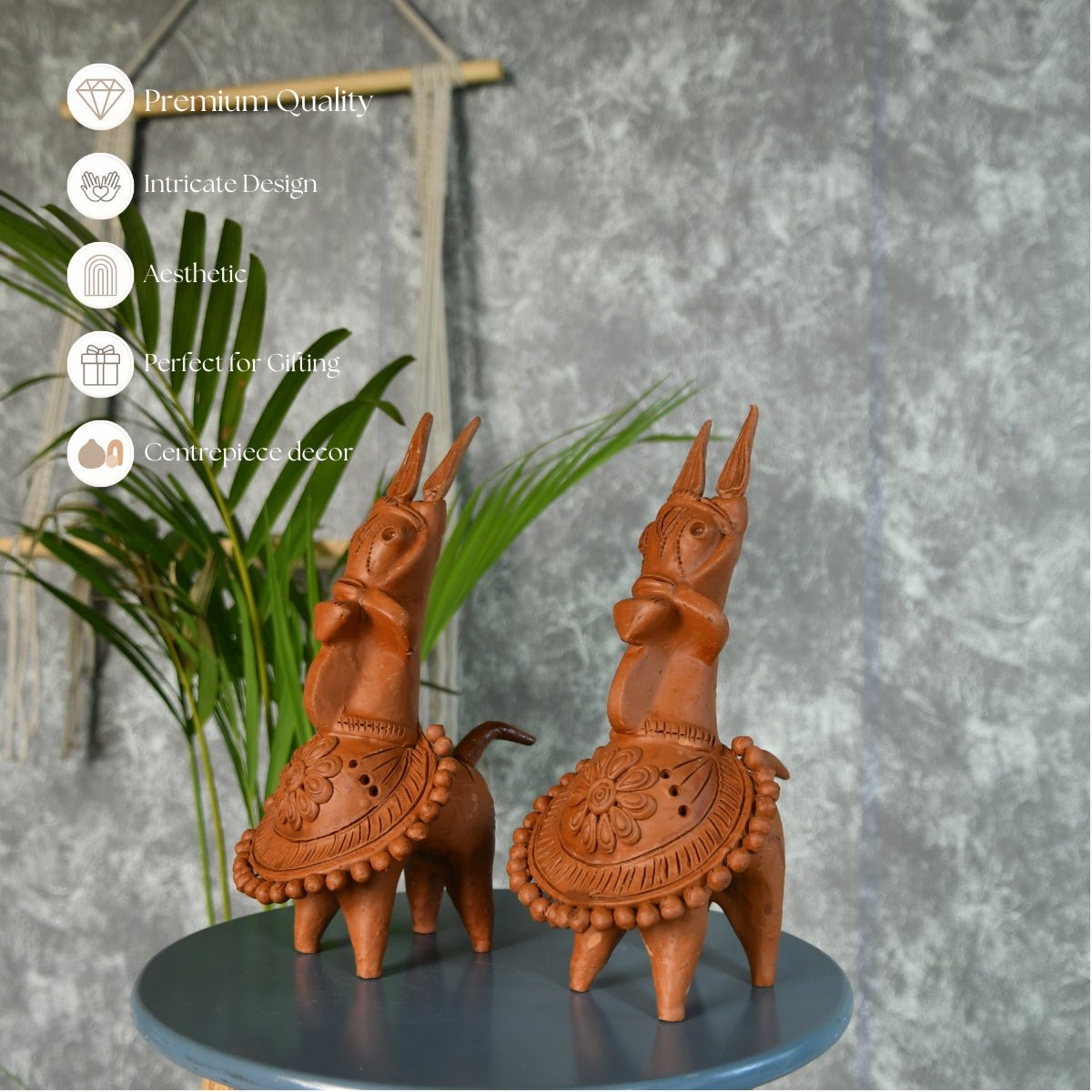 Sowpeace Terracotta Kathakali Horse: Artisan Tabletop Decor - Sowpeace - Animal - New Arrivals