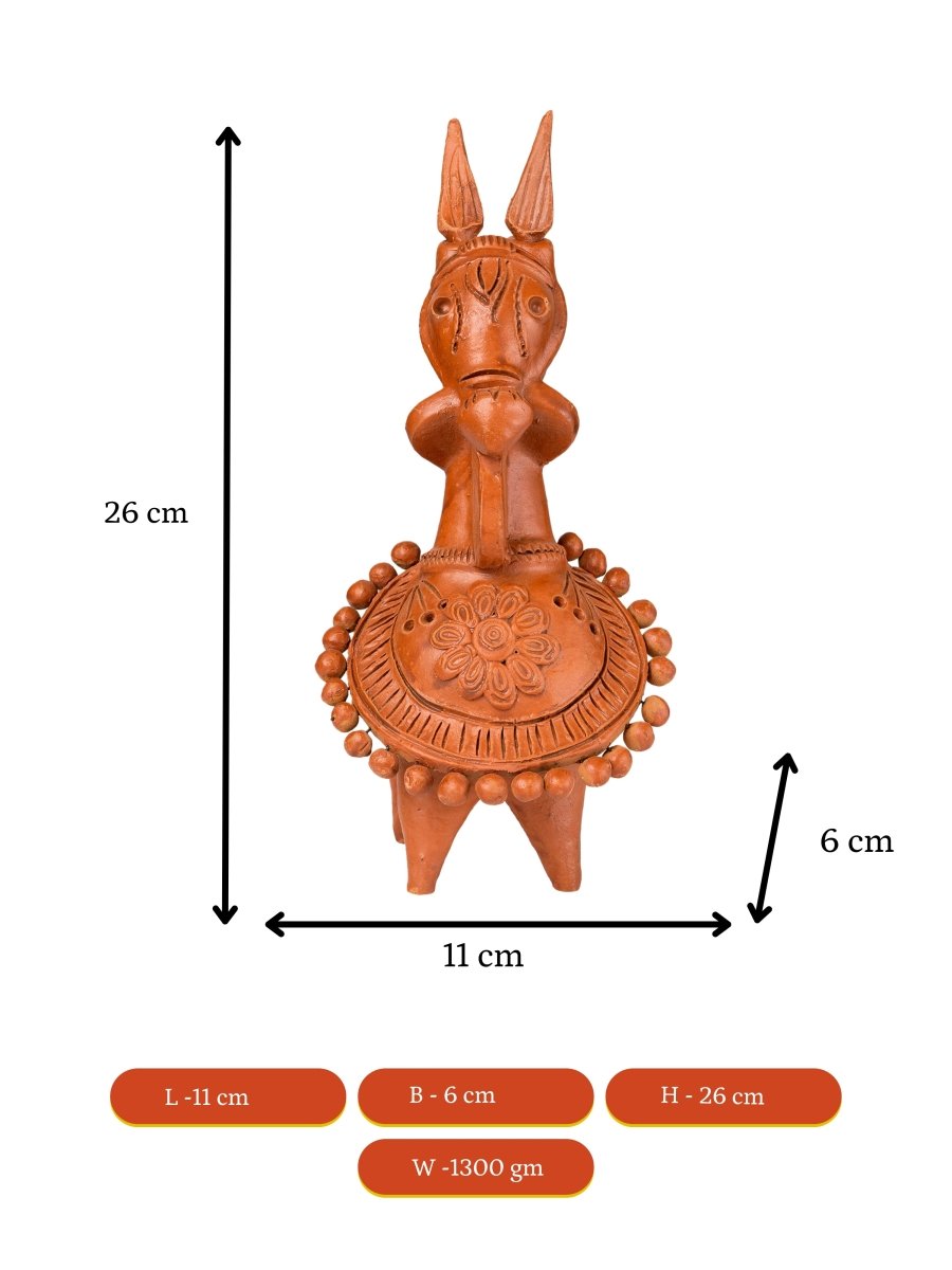 Sowpeace Terracotta Kathakali Horse: Artisan Tabletop Decor