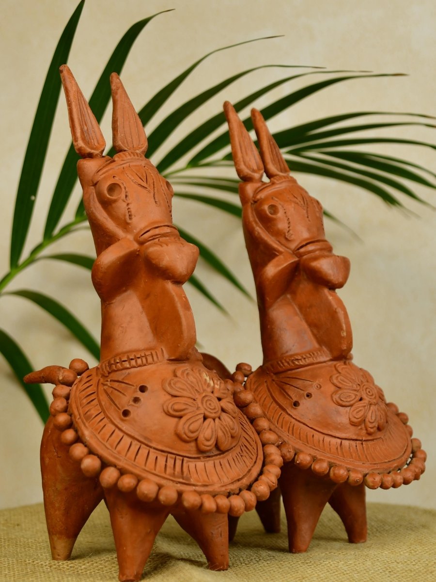 Sowpeace Terracotta Kathakali Horse: Artisan Tabletop Decor