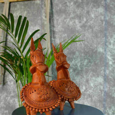 Sowpeace Terracotta Kathakali Horse: Artisan Tabletop Decor