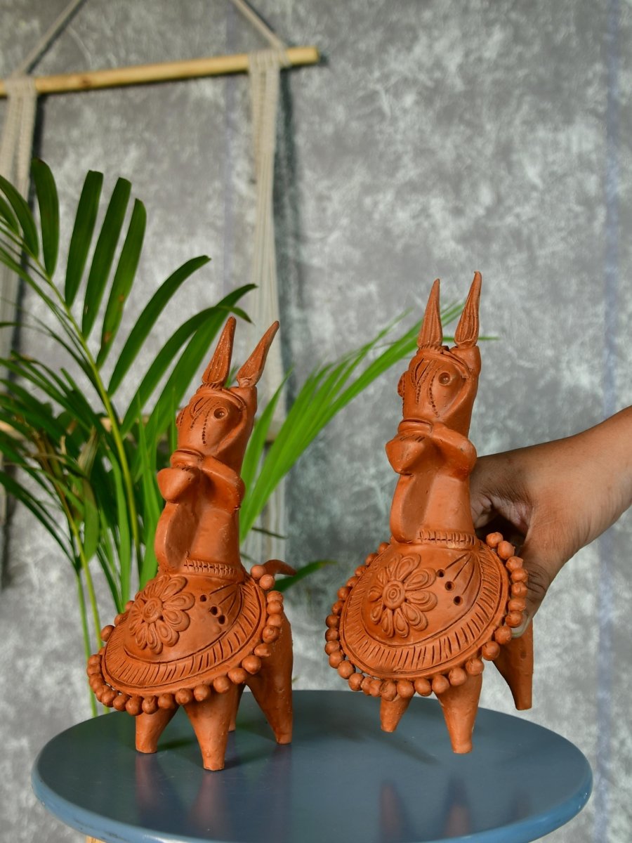 Sowpeace Terracotta Kathakali Horse: Artisan Tabletop Decor - Sowpeace - Sowpeace Terracotta Kathakali Horse: Artisan Tabletop Decor - Terr - Terr - TT - TKH - Sowpeace