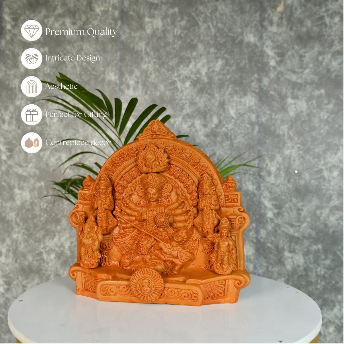 Sowpeace Terracotta Large Durga: Artisan Tabletop Decor