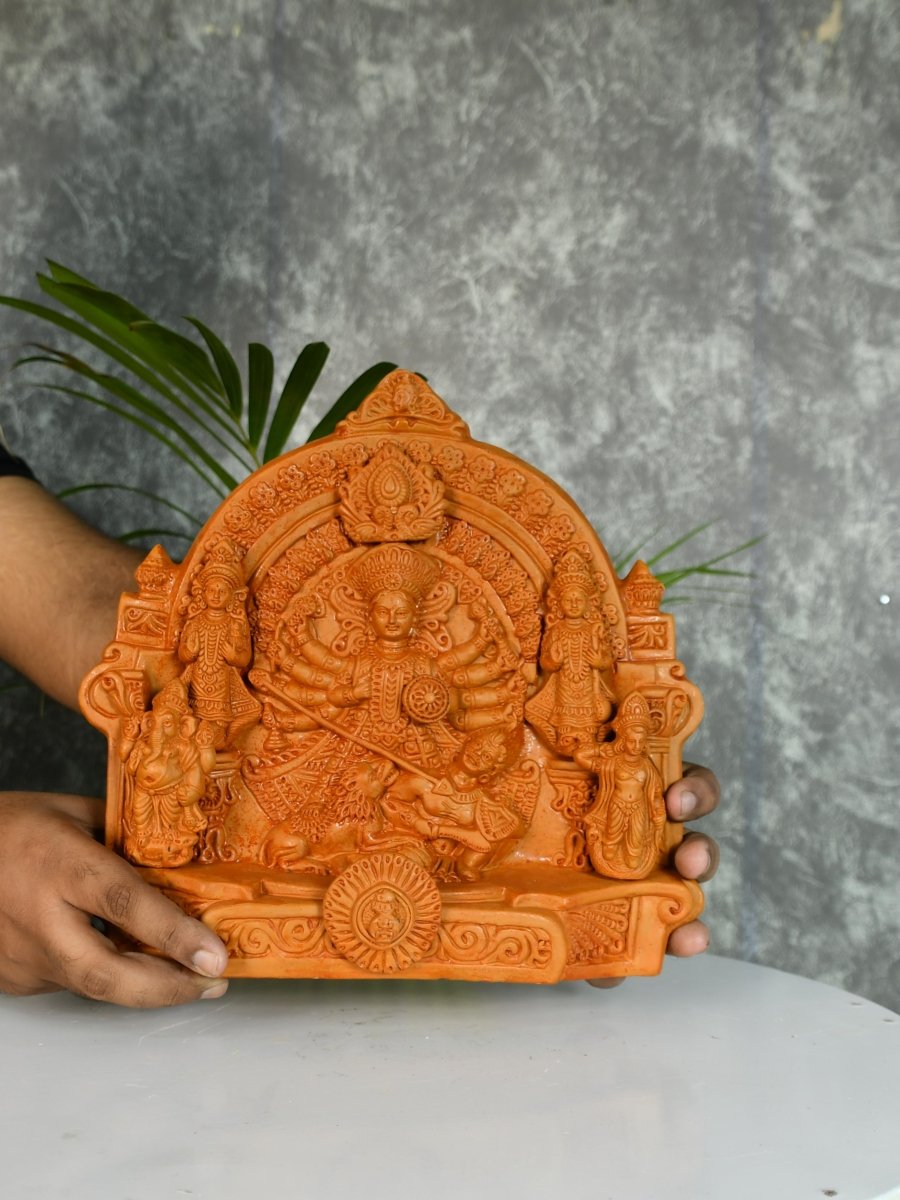 Sowpeace Terracotta Large Durga: Artisan Tabletop Decor - terracotta tabletop - Sowpeace - Sowpeace Terracotta Large Durga: Artisan Tabletop Decor - Terr - Terr - TT - TLDRG - Sowpeace