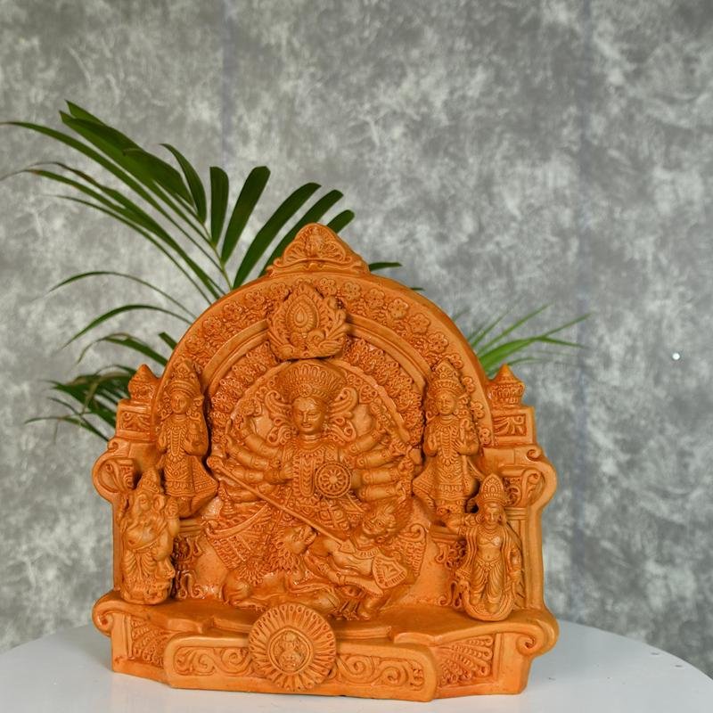 Sowpeace Terracotta Large Durga: Artisan Tabletop Decor