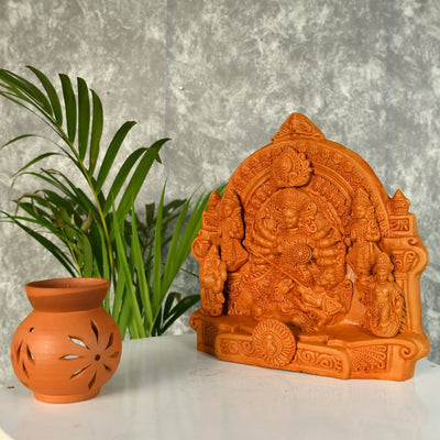 Sowpeace Terracotta Large Durga: Artisan Tabletop Decor