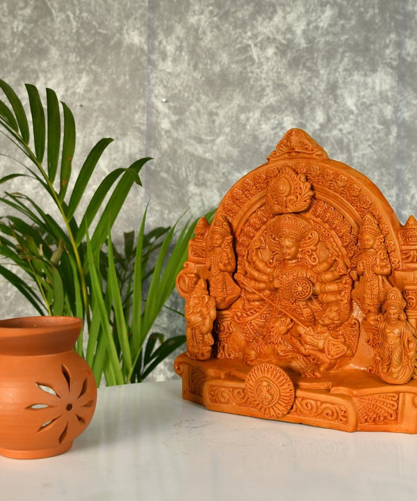 Sowpeace Terracotta Large Durga: Artisan Tabletop Decor — image 2