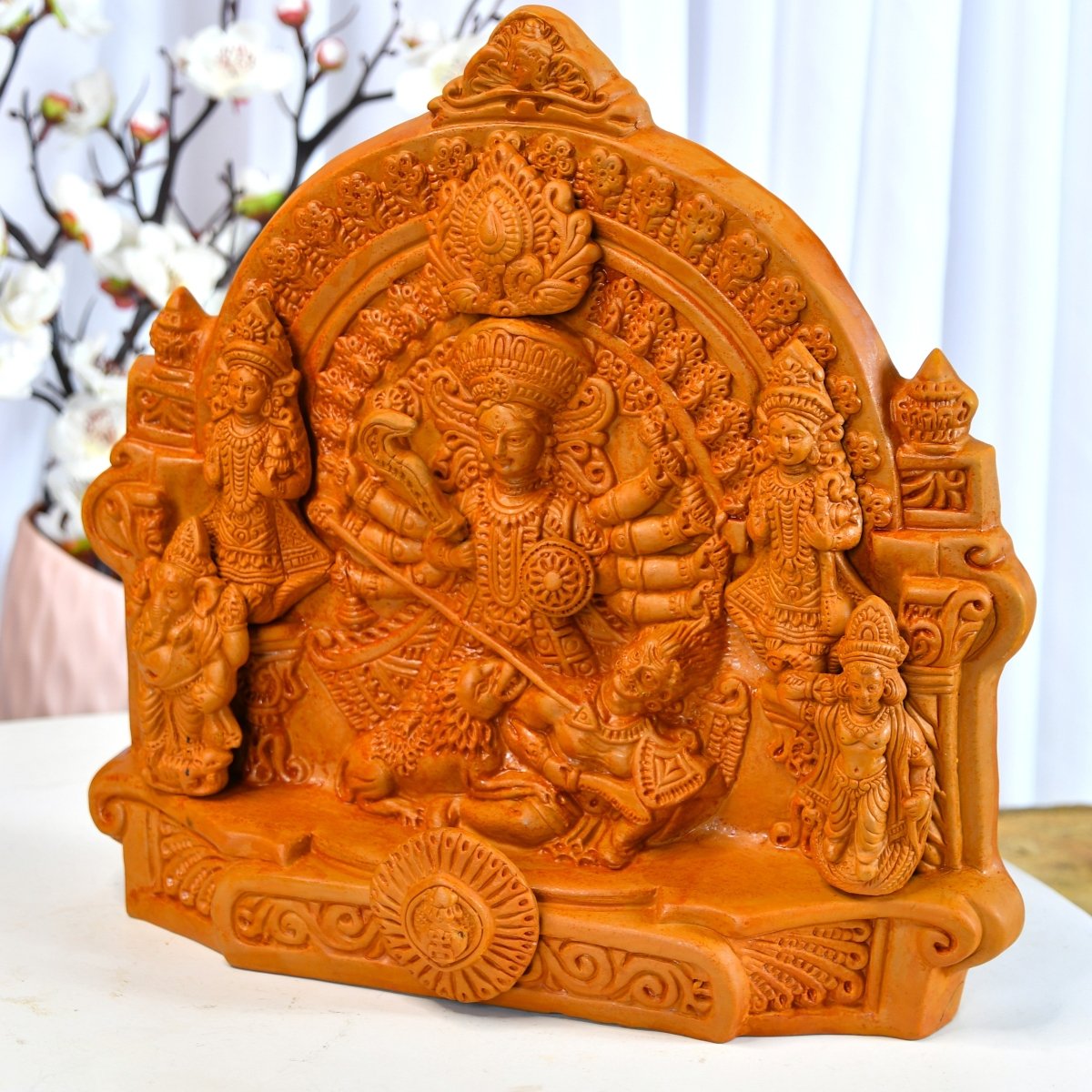 Sowpeace Terracotta Large Durga: Artisan Tabletop Decor - terracotta tabletop - Sowpeace - Diwali - God Idols