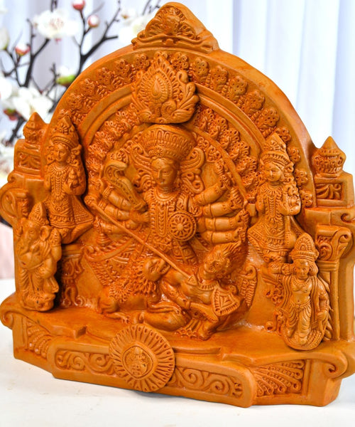 Sowpeace Terracotta Large Durga: Artisan Tabletop Decor
