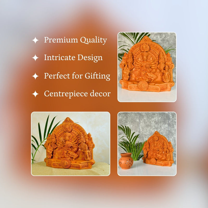 Sowpeace Terracotta Large Durga: Artisan Tabletop Decor – view 3