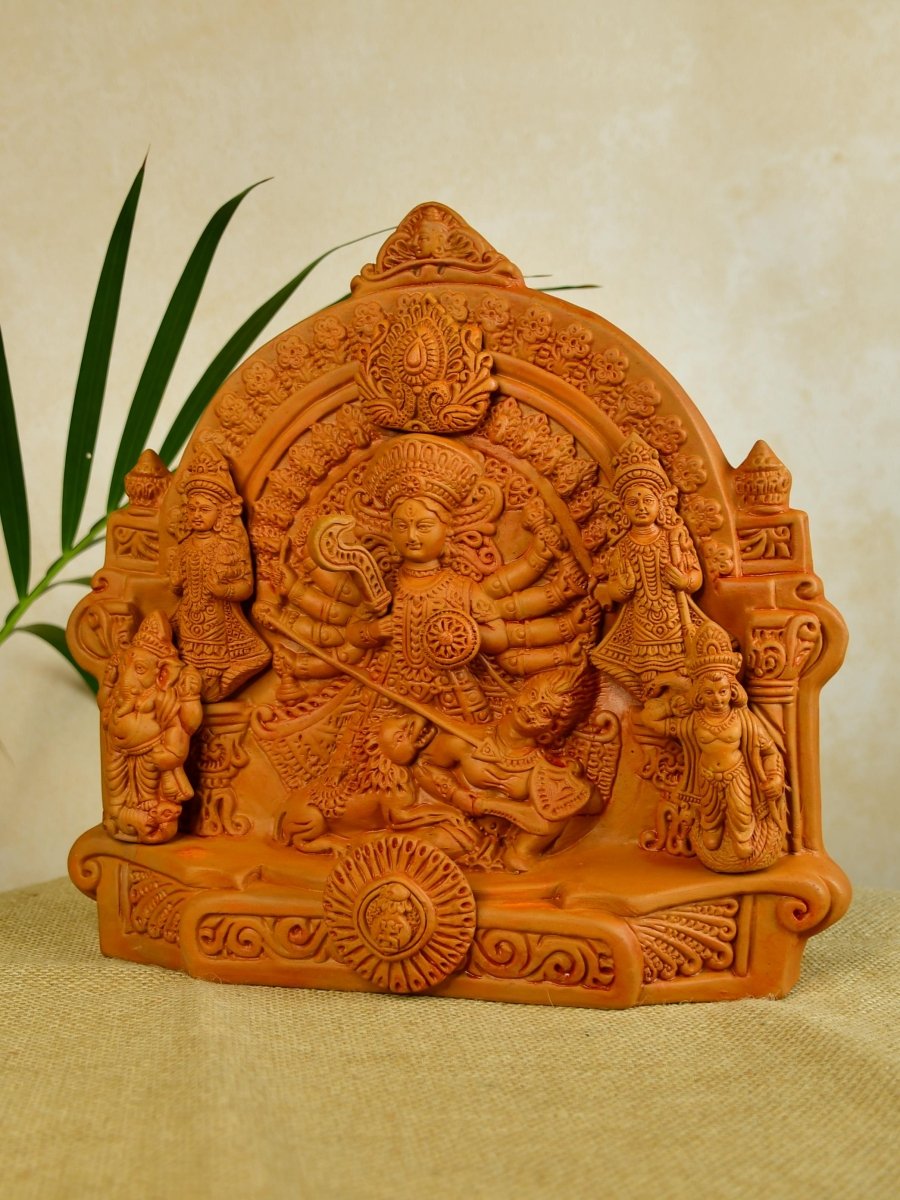 Sowpeace Terracotta Large Durga: Artisan Tabletop Decor - terracotta tabletop - Sowpeace - Sowpeace Terracotta Large Durga: Artisan Tabletop Decor - Terr - Terr - TT - TLDRG - Sowpeace